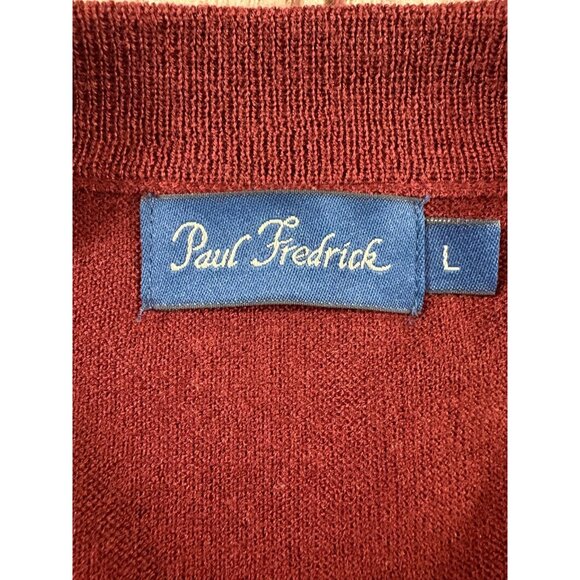 PAUL FREDRICK wool blend Sweater Cardigan Sz L color burgundy NWOT - Picture 2 of 7
